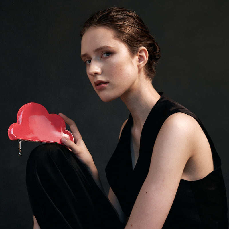 Leather Cloud Purse - Pink