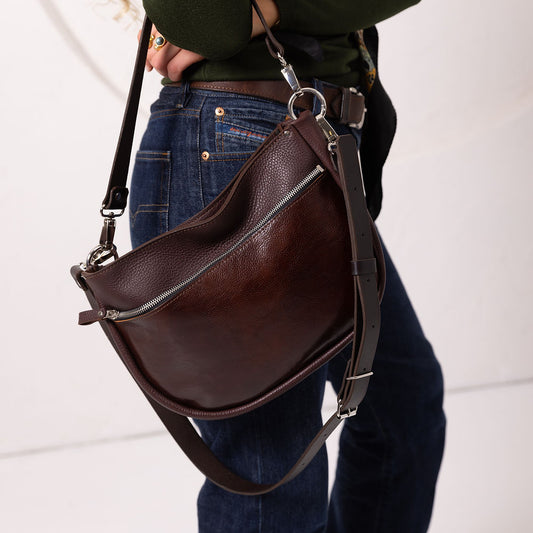 STELLA Leather Handbag - Brown & Cognac