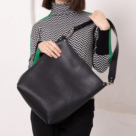 ADDISON Leather Tote - Black
