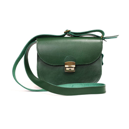 Natural Leather Saddle Bag Medium – Green