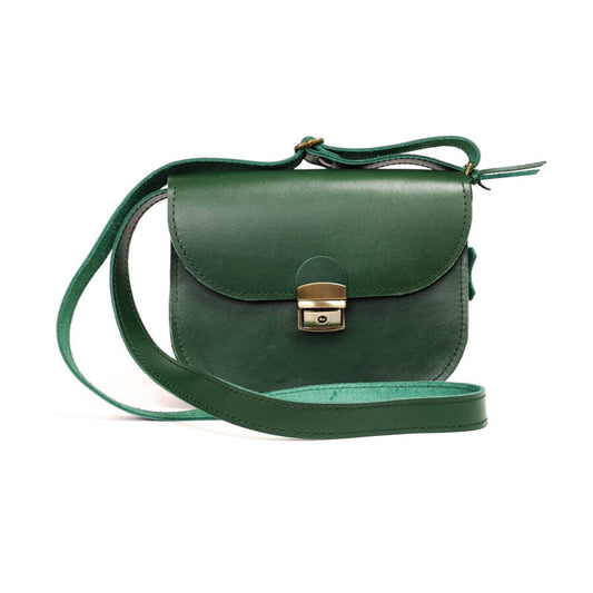 Natural Leather Saddle Bag Medium – Green