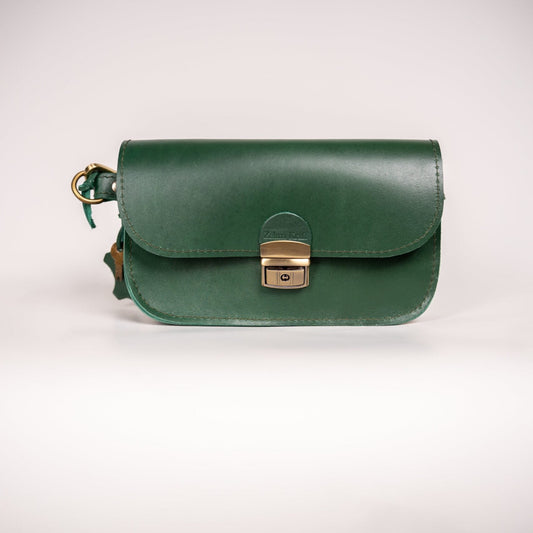 Natural Leather Saddle Bag Mini - Green